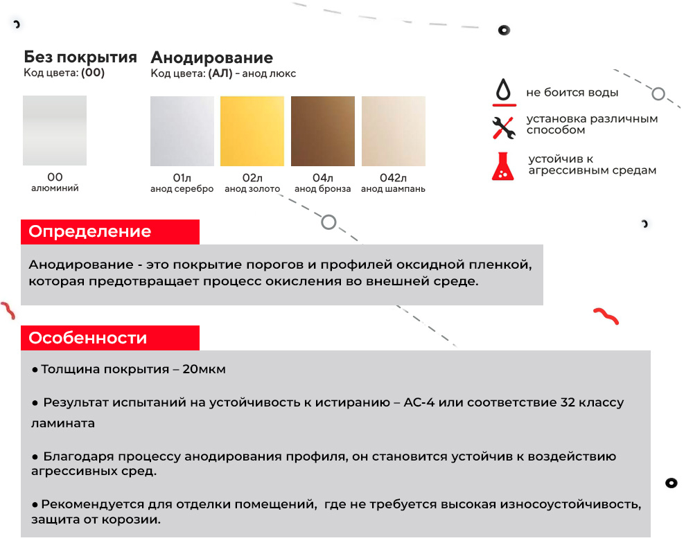 Порог разноуровневый ПР 04.900.001 Алюминий