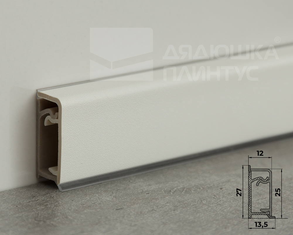Плинтус для столешниц прямоугольный ПВХ Волшебная палочка 25*12мм 3м 001 Белый
